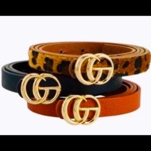 Skinny Faux Leather Belt with GO Buckle